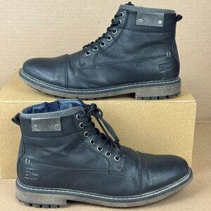 B-52 Bullboxer Men’s Combat Ankle Boots Black Faux Leather Lace-Up Zip US 8 EU 4